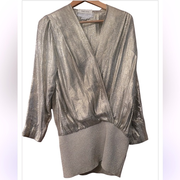 Norma Walters Neiman Marcus Exclusive Silk Dress Long Blouse Gold Sz 8 Hong Kong - Picture 4 of 12